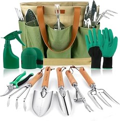 Herramientas de mano para huerto urbano con bolsa de transporte