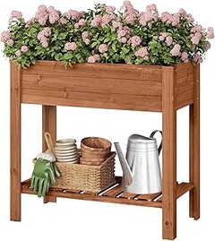 Mesas de cultivo elevadas para terraza con forro geotextil