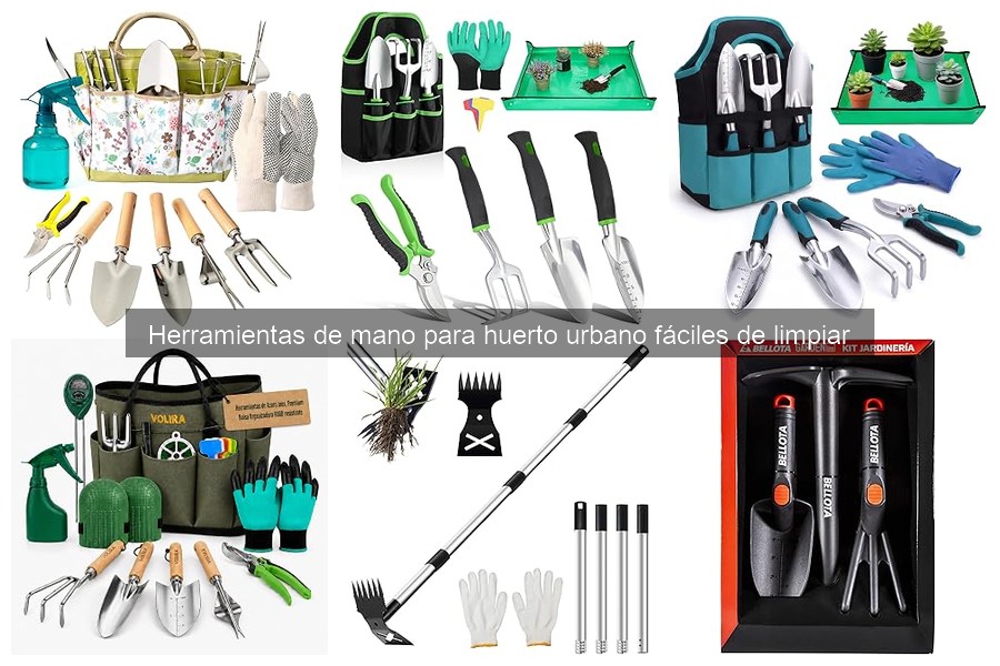 Herramientas de mano fáciles de limpiar para huerto urbano